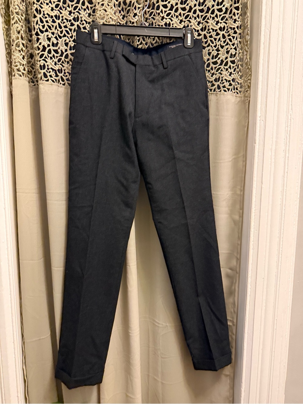 Banana Republic Men's dark grey Dress Pants - cotton wool Tailored Straight Leg